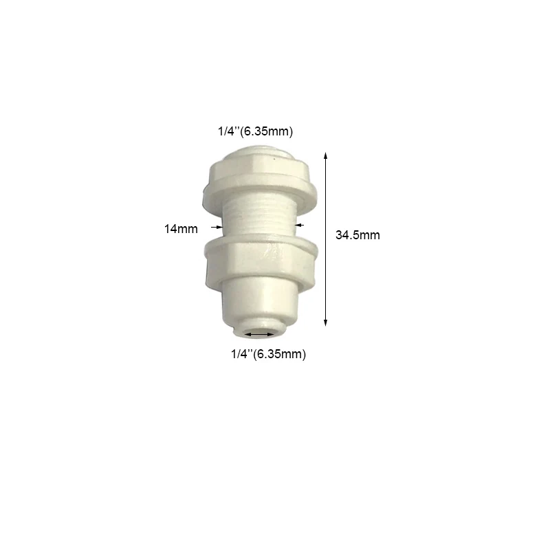 1pc 1/4‘’ Quick Access Bulkhead Connector OD 6.35mm Tube Water Connectors Reverse Osmosis System Straight Quick Coupling