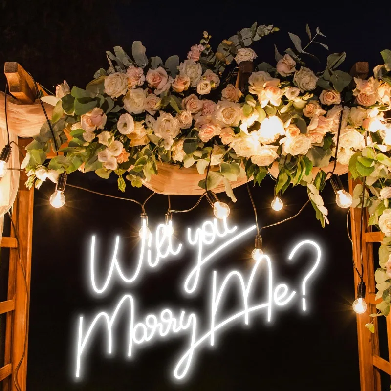 Imagem -06 - Grande Will You Marry ME Sign Led Wall Warm White 5v Usb Proposta Noivado Festa Dia dos Namorados 28 em x 19 em