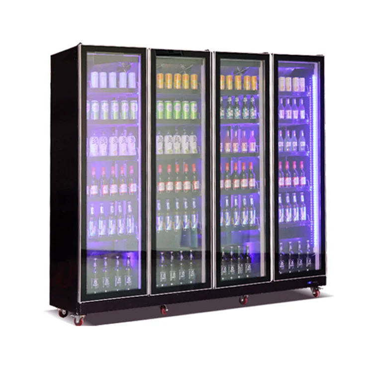 BDF-220 Commercial Display Cooler 4-Door Air-Cooled Cola Drink Fridge with LED Light Beer & Beverage Refrigeration for Bars - view 2