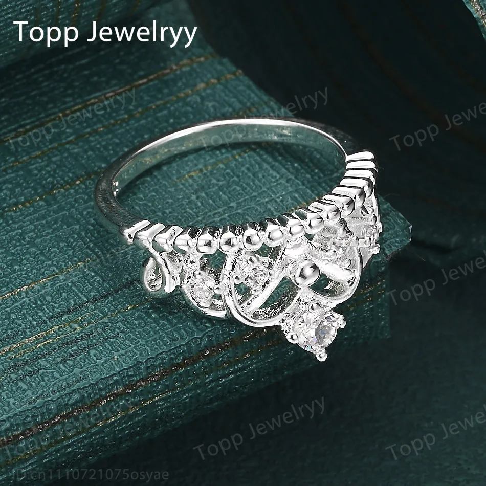 Charm 925 Sterling Silver 7-10# Luxury Crown Zircon Ring Women's Fashion Engagement Party Accessories Jewelry view 2