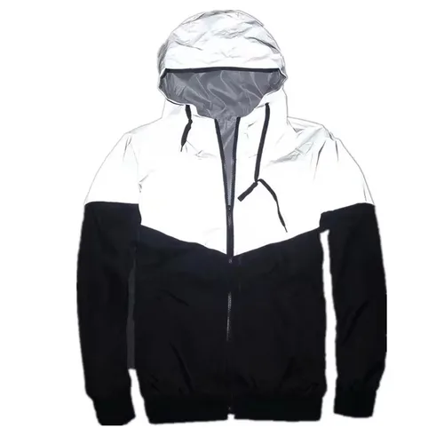 Chaqueta reflectante de noche de retales para hombre, cortavientos impermeable informal, abrigo de alta calidad para bailarina de fiesta, marca de tendencia masculina de Hip Hop
