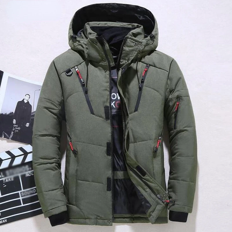 Down Jacket Male Winter Men White Duck Down Jacket Hooded Outdoor Thick Warm Padded Snow Coat Oversize M-4XL