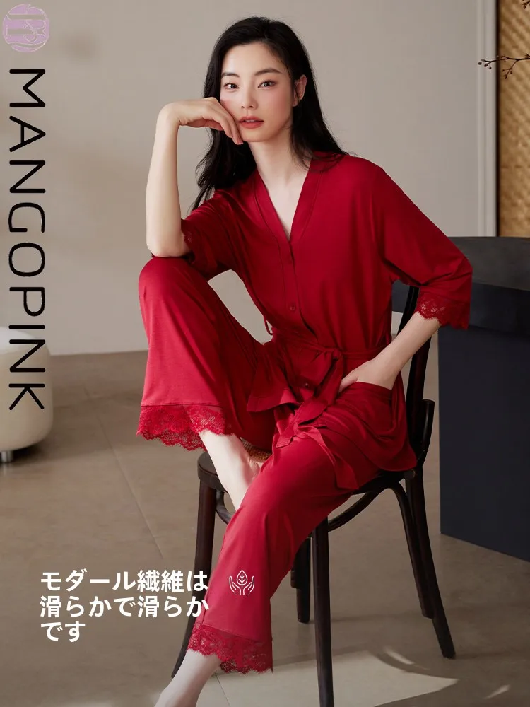 pigiama-in-modal-da-donna-estivo-set-9-pezzi-con-maniche-3-4-pantaloni-vestaglia-rosso-abbigliamento-da-casa-con-cintura-taglie-grandi