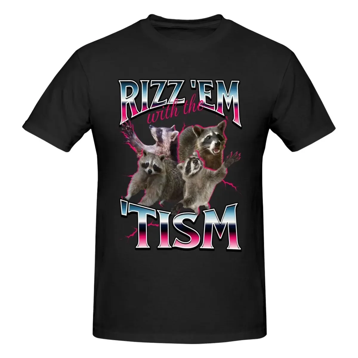 Rizz Em With The Tism Vintage Funny Autism Meme T Shirts Graphic Y2K Idea Crewneck Men Women T-Shirt Tops