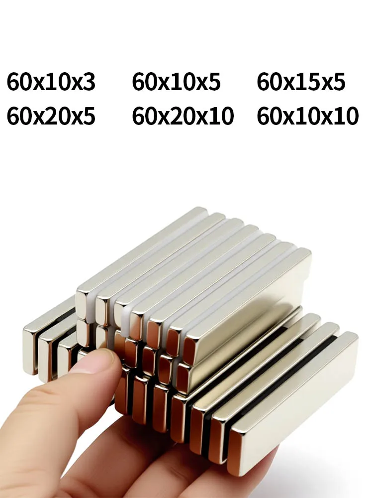 Supersterke Neodymium magneet N35 NdfeB Permanente magnetische imanes Blok Krachtige magneten Koelkast 60x10x3 60x10x5mm - afbeelding 2