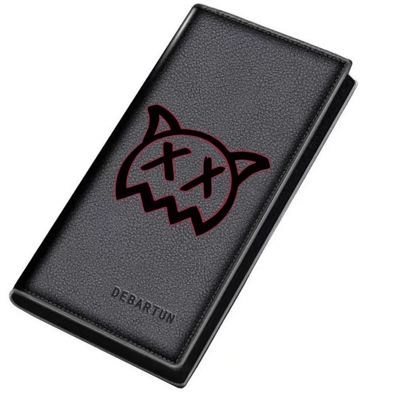 Cat face,eyes cross,zigzags design Men's Long Wallets Business Stylish Printing Design Casual Use Christmas Valentine's Father's