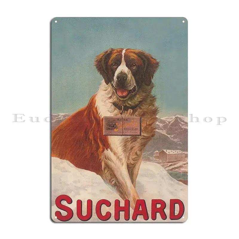 Suchard Chocolate Candy Saint Bernard Dog Vintage Advertisement Poster Metal Sign Poster Custom Wall Cave Tin Sign Poster
