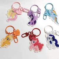 Characters My Little Pony Key Chain Cartoon Key Ring High Appearance Level Advanced Sense of Acrylic Pendant Cartoon Small Gift