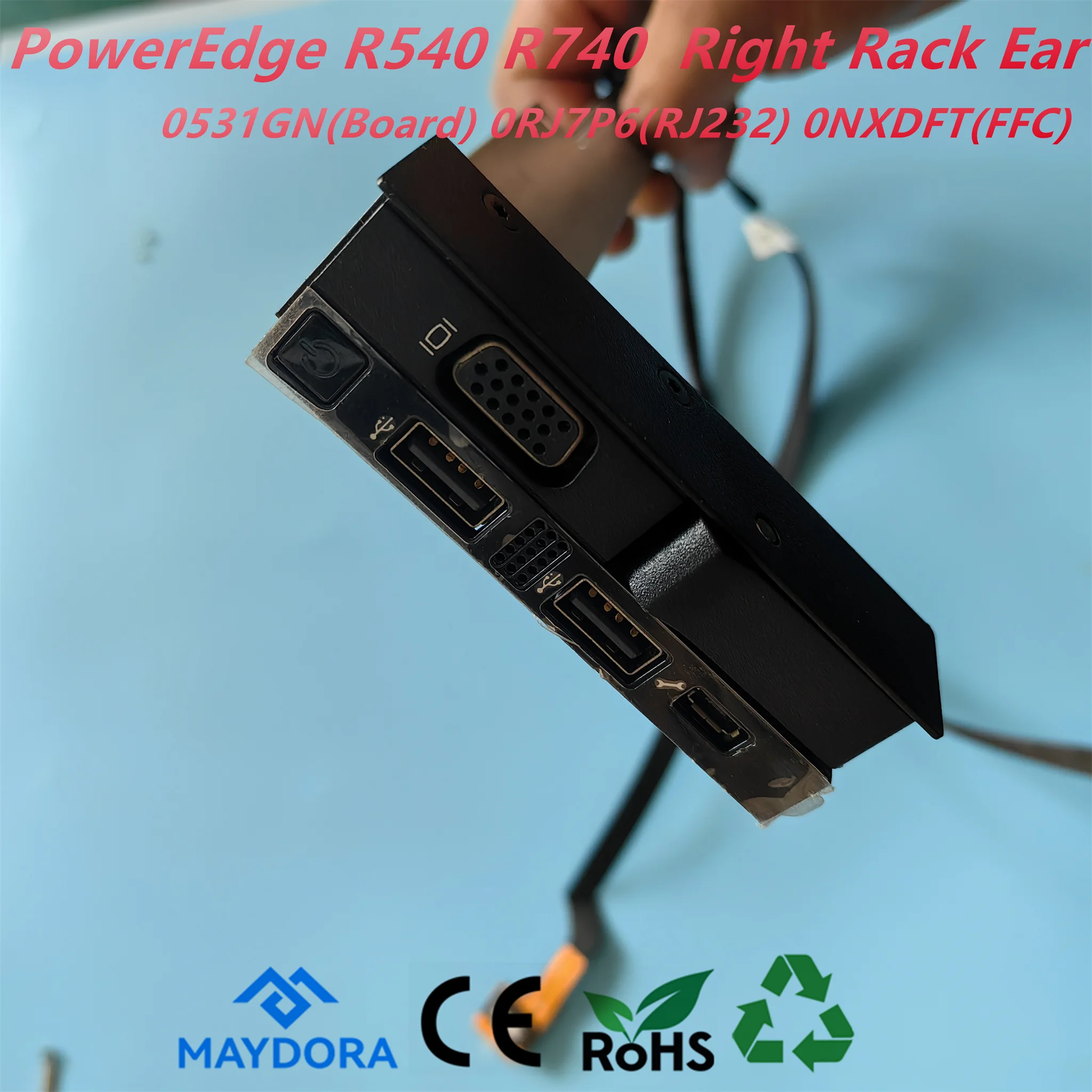 Imagem -06 - Luz do Servidor Rack Ear para Dell Poweredge R540 R740 Series Vga Cabo Usb Coelho 0531gn 0rj7p6 Nxdft Test Pass