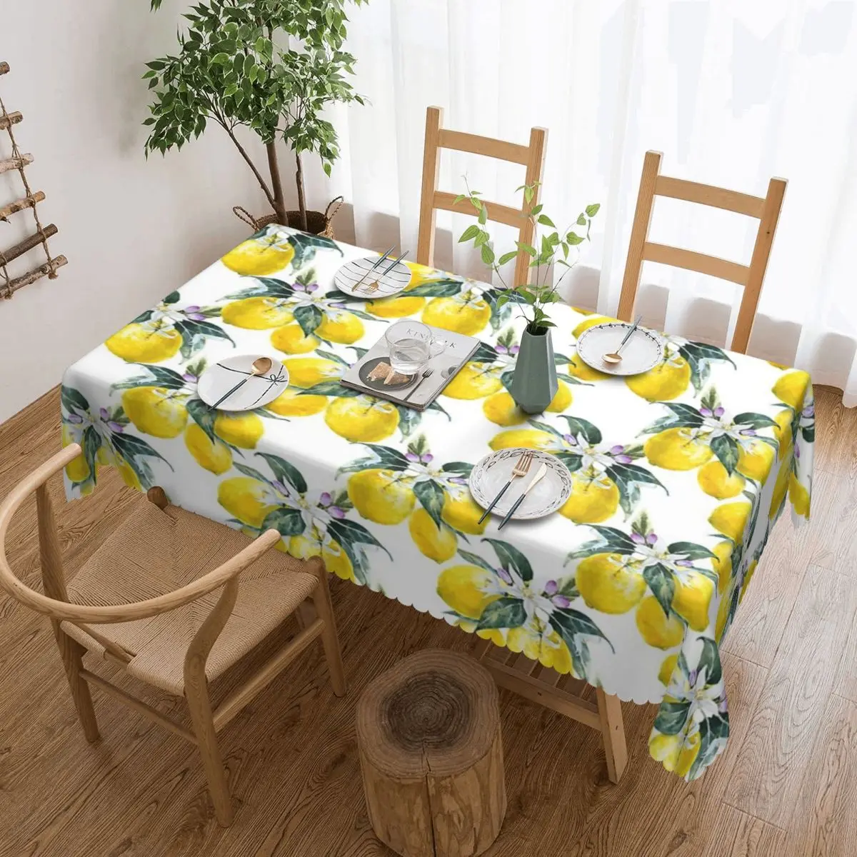 French Citron (Lemon) Design Customized Rectangular Waterproof Oilproof Tablecloth Table Cover for Dining Events Table Cloth