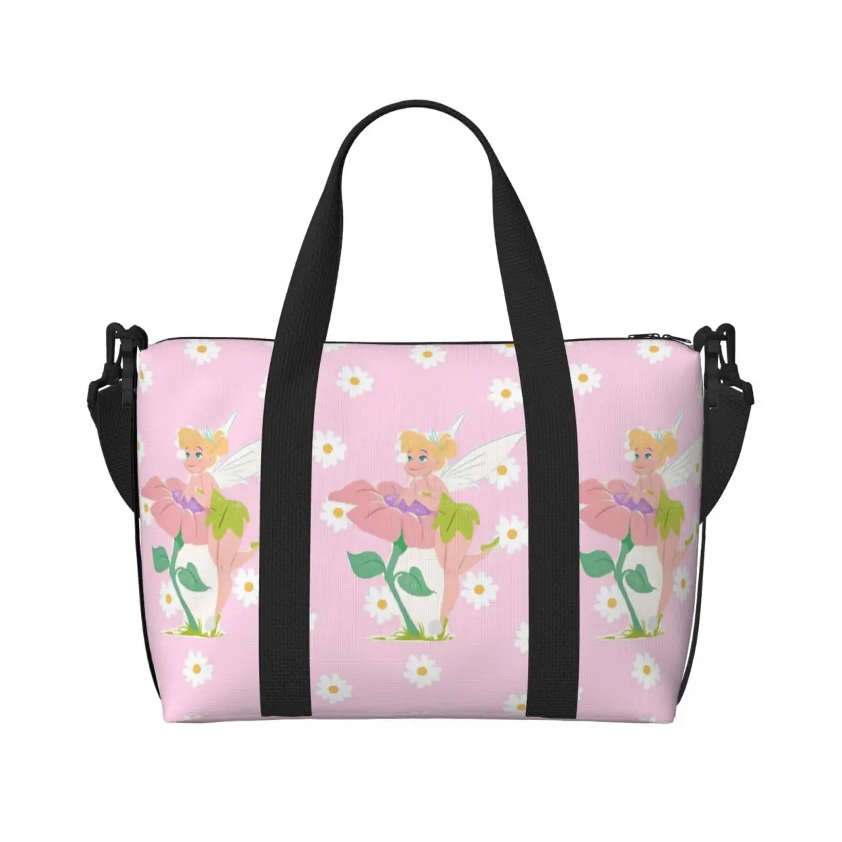 

Большая большая сумка-тоут Тинкер Белл на заказ, женская сказочная сумка на плечо для покупок, тренажерный зал, пляжная дорожная сумка