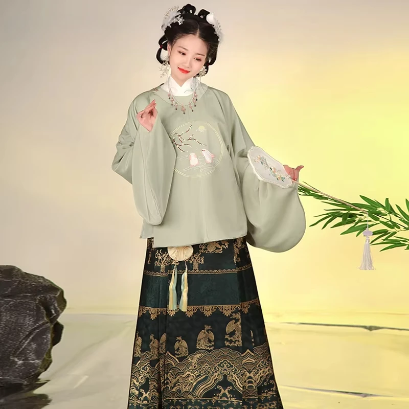 

Chiese Traditional Hanfu Costume Woman Ming Dynasty Woman Clothes Thick Oriental Tang Suit Folk Dance Clothing Satge Performance