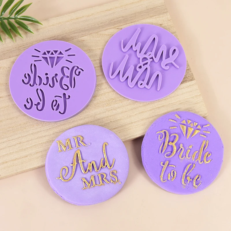 Bride To Be Wedding Cookie Embossed Stamp Mr Mrs Love Biscuit Mould Valentines Day Party Supplies Bridal Shower DIY Baking Tools