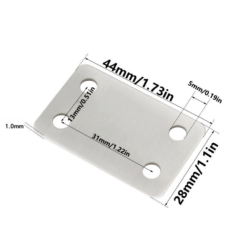10pcs Metal Flat Stainless Steel Angle Bracket Four Hole Fixed Angle Bracket Suitable for Furniture, Chairs, Shelves, Cabinets