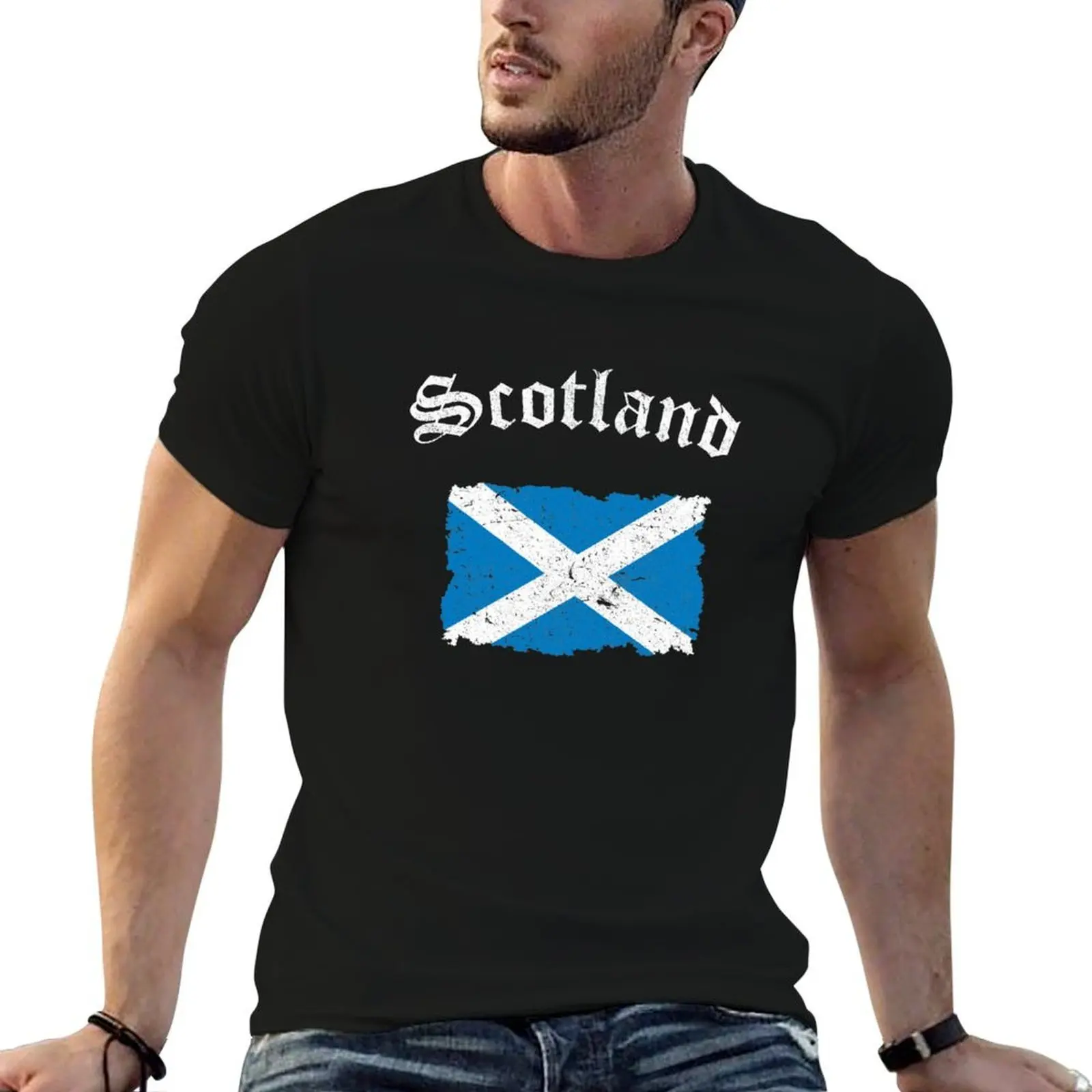 

Vintage Scotland Flag - Retro Scottish Flag T-Shirt printed t shirts for man cotton tshirt 100% T-Shirt