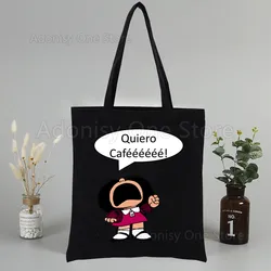 Mafalda-monedero pequeño de tela para mujer, Mini bolso de mano, lindo estuche de llave de lona coreano, monedero