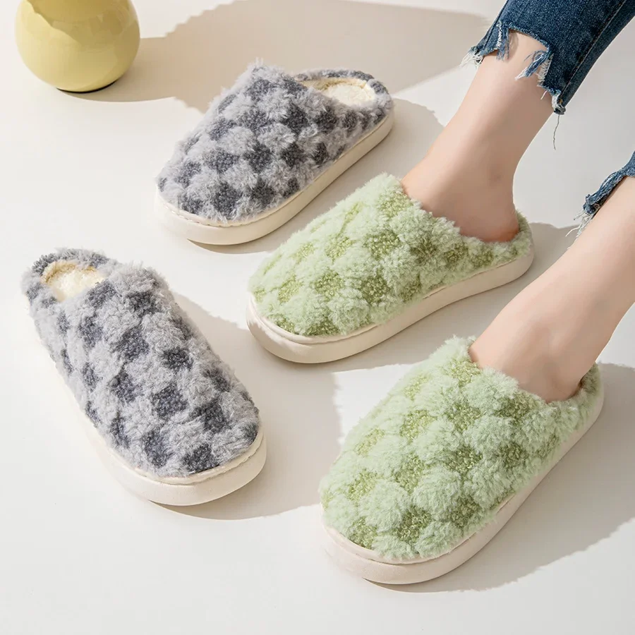 

Cotton Slippers for Women Winter Home Indoor Home Warm Non-Slip Thick Bottom Couples New Wool Slippers for Men Autumn Amagi