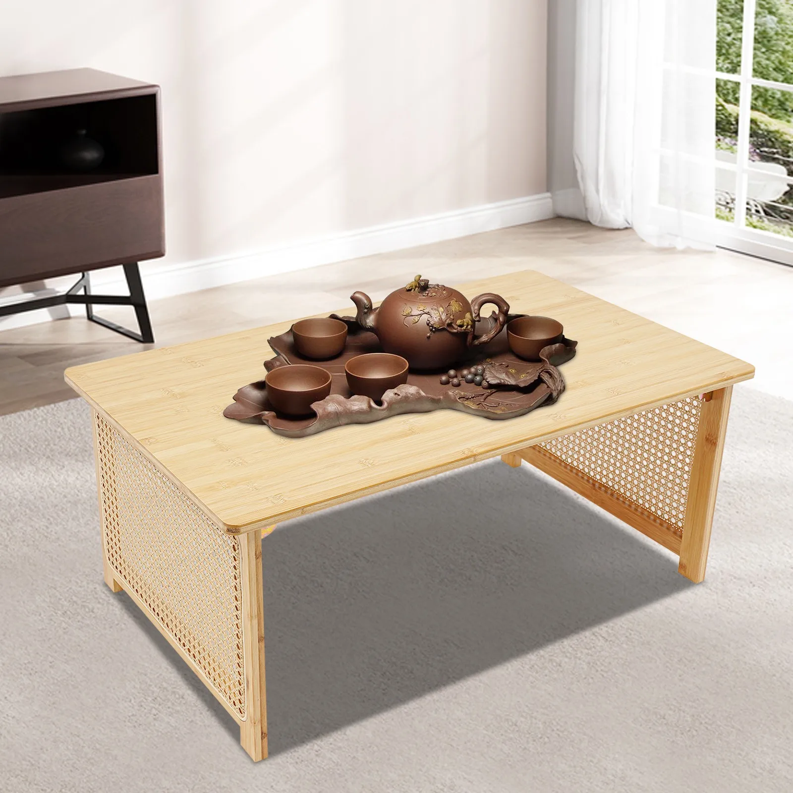 Столы для кафе, складной прямоугольный журнальный столик, имитация ротанга, бамбука, отдельно стоящий современный дизайн для патио, сада, жизни