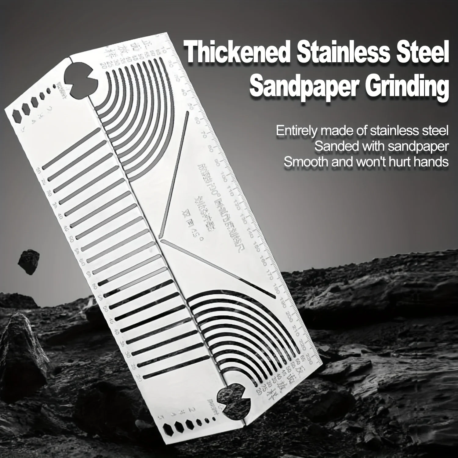 Precision Stainless Steel Metal Scribe Adjustable 90 Degree Angle Radius Marking Tool Multi-Function Curved Drawing Ruler
