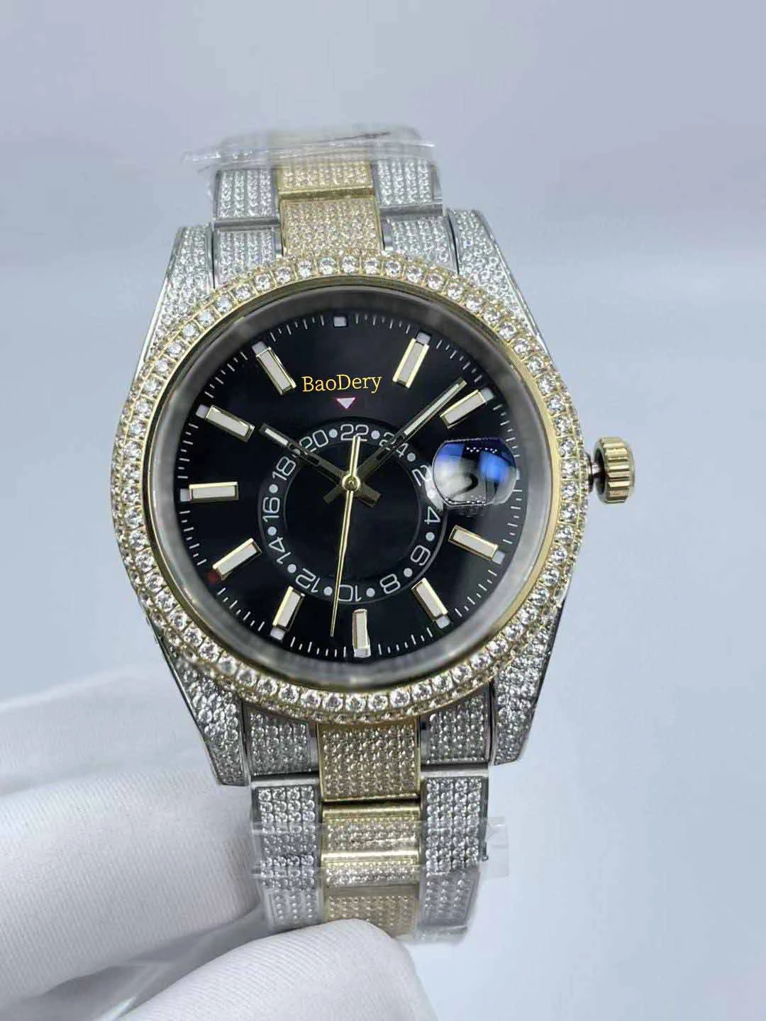 Customized Logo42mmluxury men's watch with sapphire mirror, diamond bezel and mechanical movement, the best gift for men