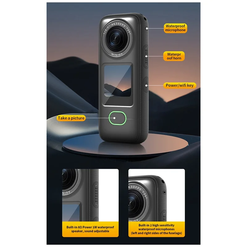 

Stylish-4K HD WIFI Wireless Sports Camera Motorcycle Driving Recorder Outdoor Helmet Cycling Photography Video Recorder, Durable