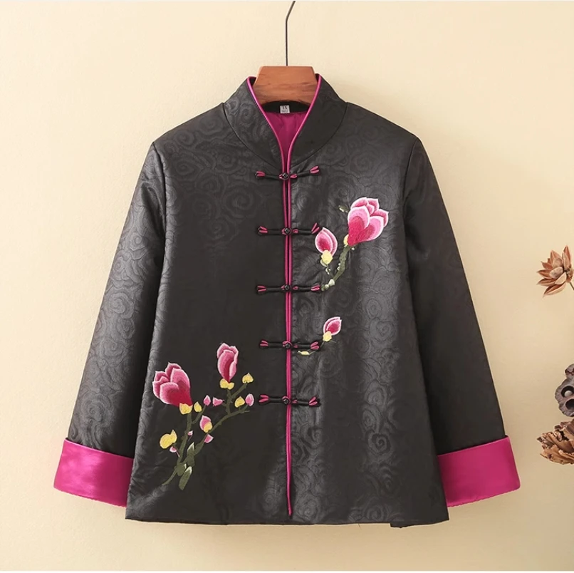 

Chinese style buckle and cotton jacket, new Tang style standing collar, high-end temperament, classic embroidered cotton jacket