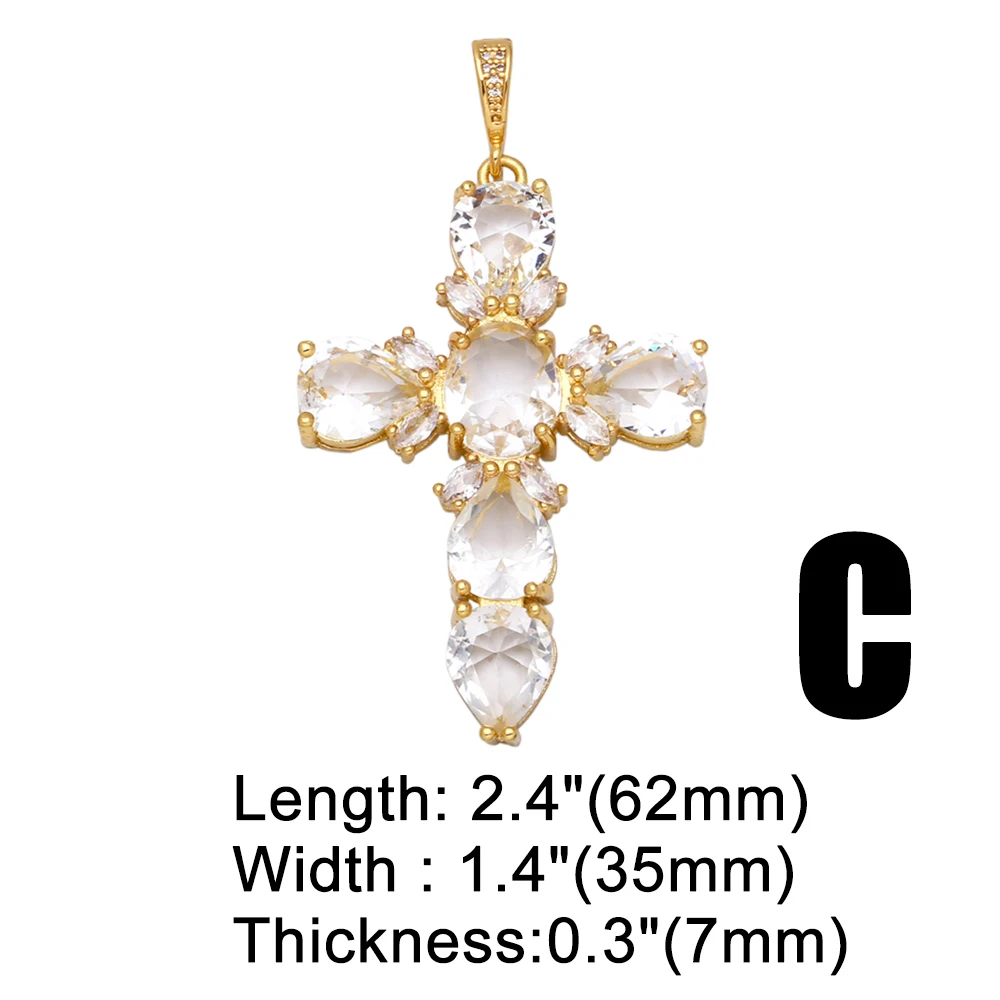 OCESRIO Large Cross Pendants for Jewelry Making Gold Plated Copper Zircon Supplies for Religious Jewelry DIY Components pdta632