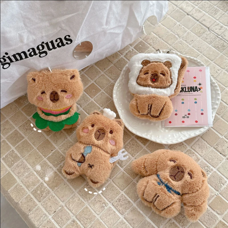 

Милая плюшевая кукла-капибара в стиле еды, кулон, забавная морская свинья, сумка для девочек, подвеска, студенческая кукла