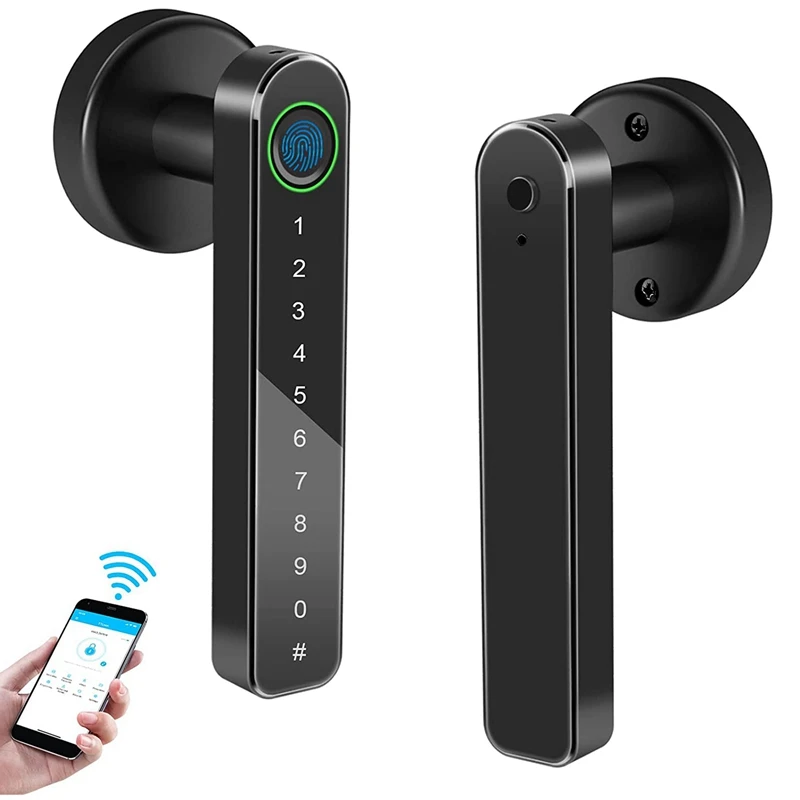 

3X Fingerprint Door Lock With Bluetooth For Ttlock Electronic Lock With Biometrics Fingerprint/Password/Key/App Unlock