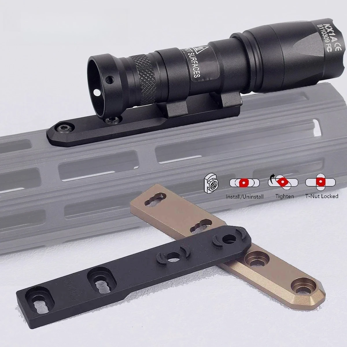 Taktische ARIS Serie Surefire M300 M600 Offset Scout Mount M-LK Keymod CNC SMR Schienenbasis Airsoft Taschenlampe Jagdzubehör – Detail 8