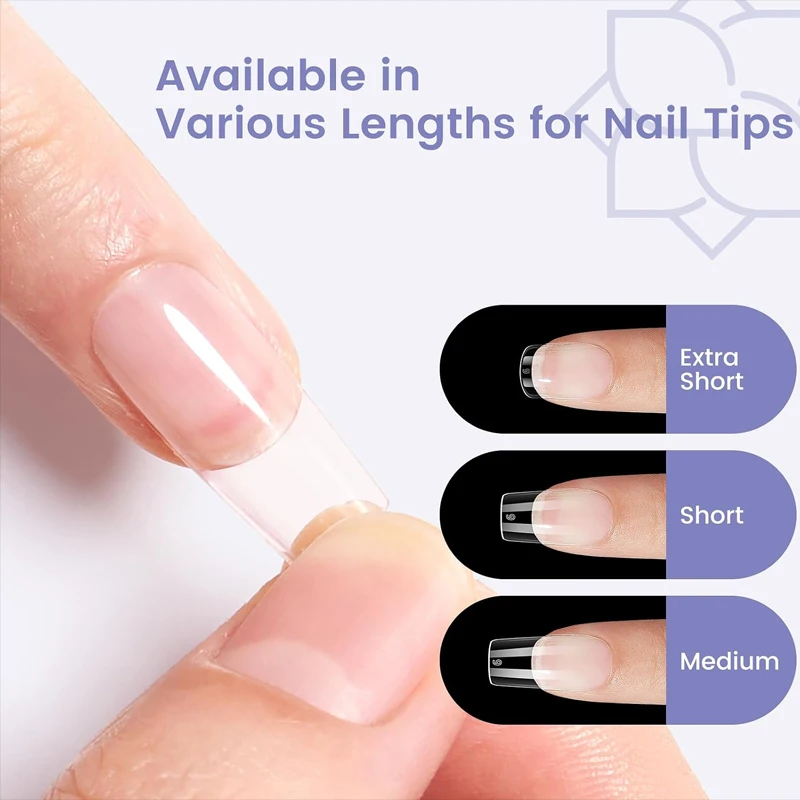 120 Stück, 450 Stück, 600 Stück mittelgroße quadratische Nagelspitzen: 240 Stück transparente, quadratische, vorgeformte Soft-Gel-Nagelspitzen, 12 verschiedene Größen, vollflächige künstliche Nagelspitzen, geeignet für Acryl-Nagelspitzen, DIY zu Hause, Nagelkunst im Salon – Detail 3