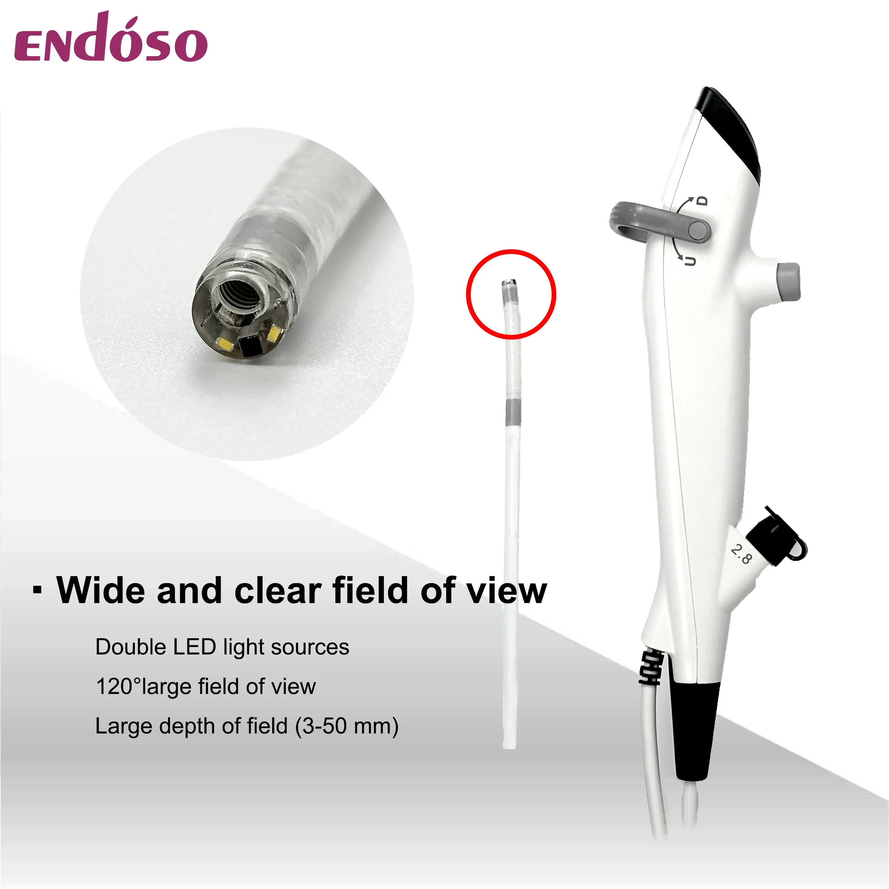 Endoso Hot Sale Handheld Flexible 2.8MM Working Channel Video Bronchoscope ENT Endoscope With Camera Fiber Optic