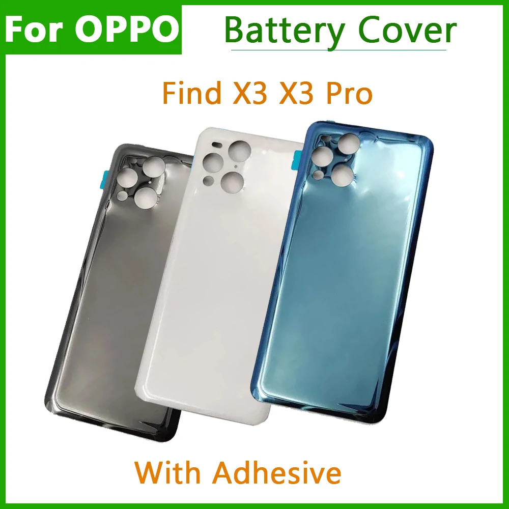 

6.7 inch Battery Cover For OPPO Find X3 X3 Pro Glass Hard Back Door Lid Rear Housing Panel Find X3 Pro Case + Sticker Adhesive