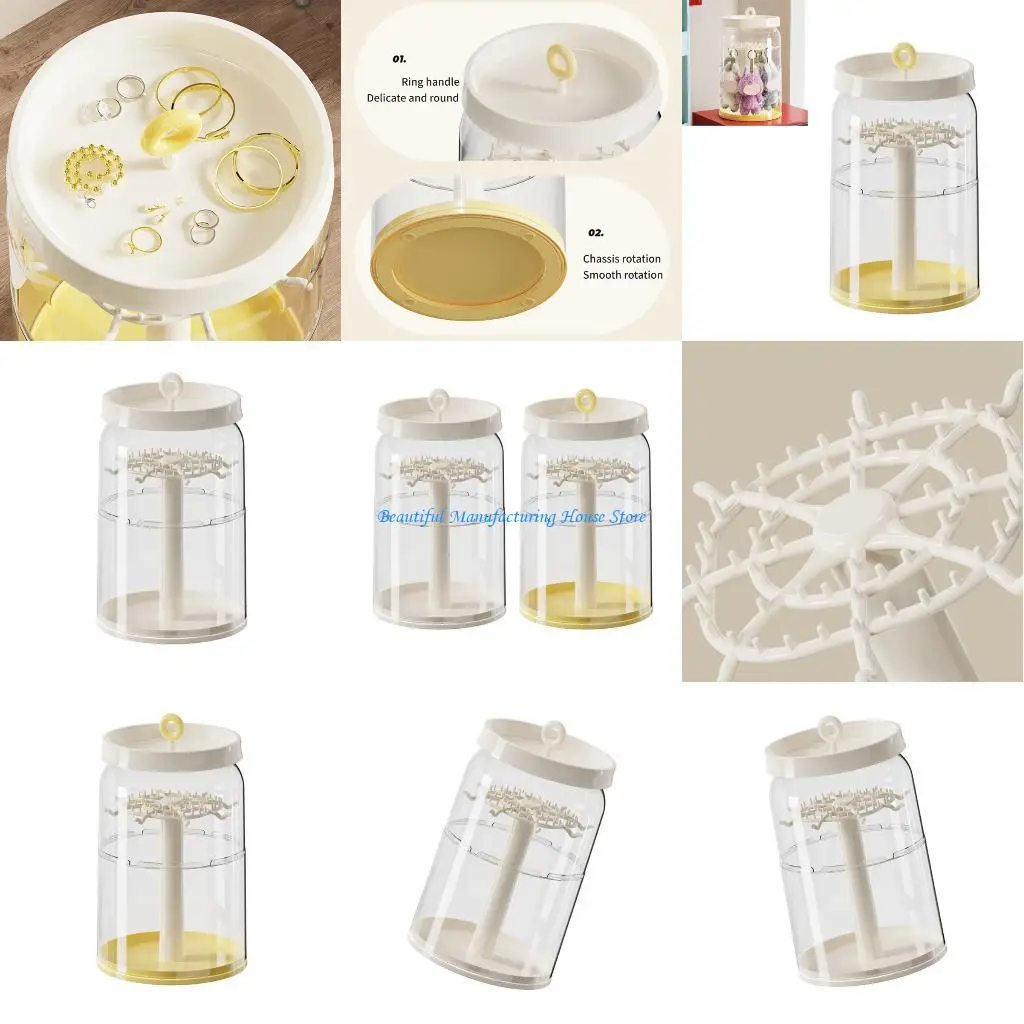 

E56A Clear Rotating Jewelry Coordinator Box For Action Figures Dolls Miniatures Storage Solution Collectible Showcase