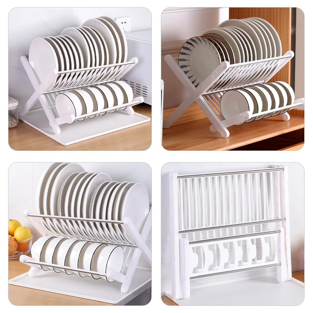 Dish Draining Rack Kitchen Tableware Drainer Clothes Drying Racks Sink Dryer Plated Pp Stainless Steel Folding