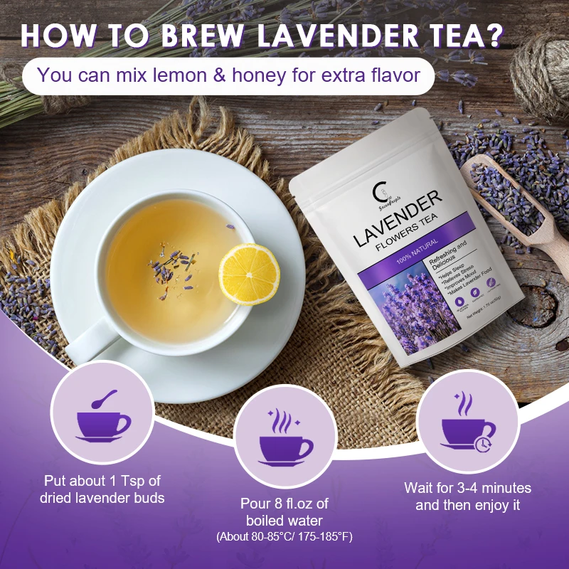 Organic Lavender Flowers Tea Support Calming and Stress Relief, Better Sleep for Tea, Home Fragrance & Sachets