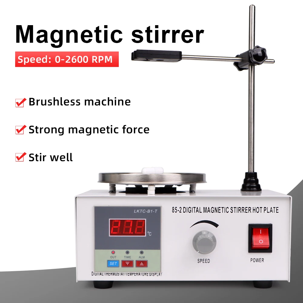 85-2 Heating Magnetic Stirrer 1000ml Hot Plate Magnetic Mixer 2600RPM Lab Mixing Machine with Stir Bar for Scientific Research