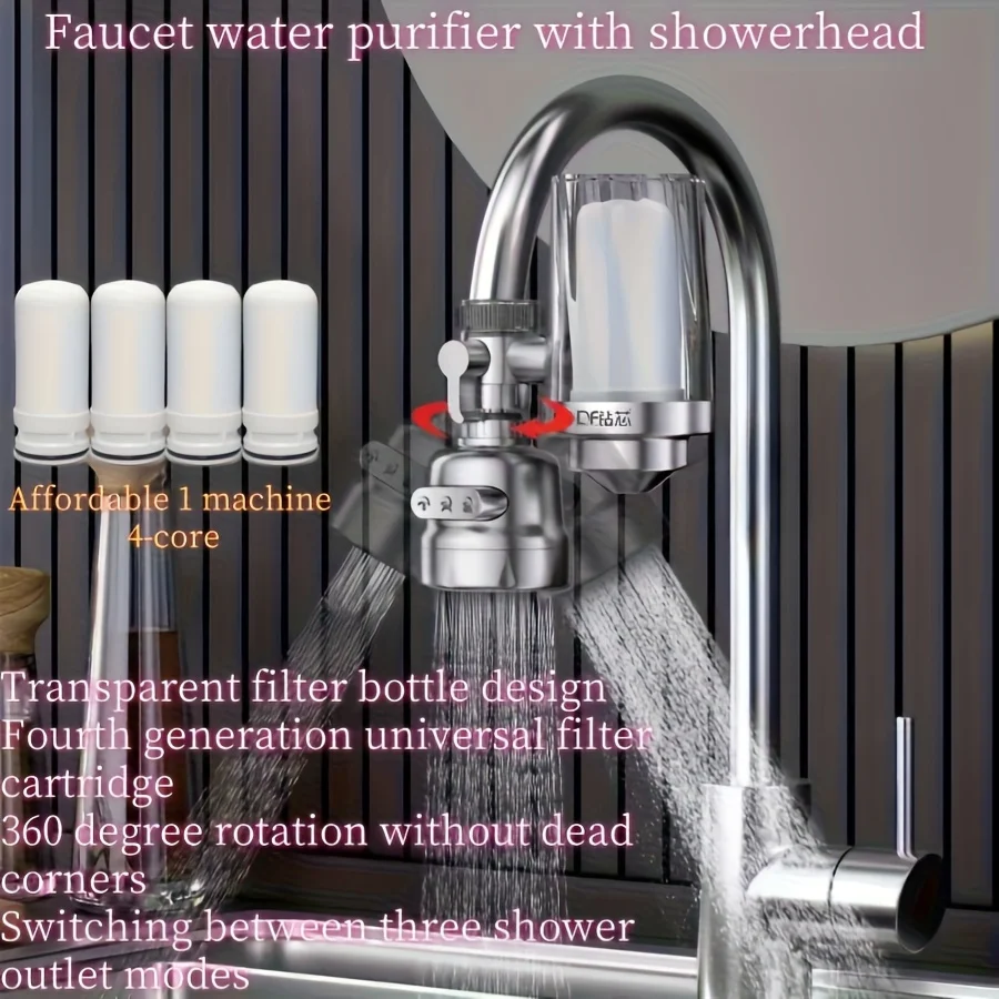 

1 set of transparent filter bottle faucet water purifier to remove particle pollution such as sediment