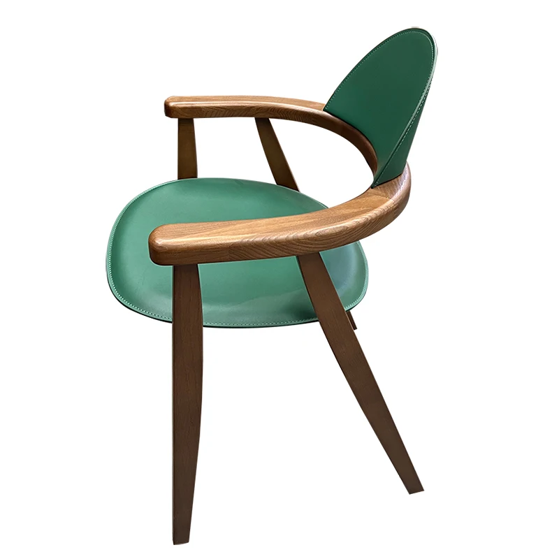 

Chinese Style Living Room Dining Chair Modern Simple Art Furniture Hotel Restaurant Leather Backrest Reception Chair