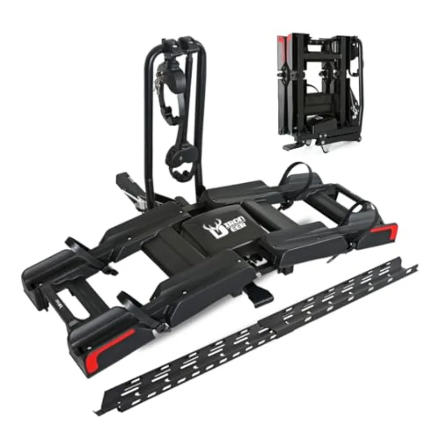 

Eco Pro Upgraded 200lbs EBike Rack with Ramp for 2 E-Bikes Foldable Tilting Bike Rack Platform for Tow Hitch 2 Receiver Black F