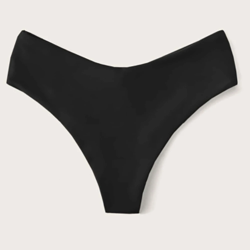 Sexy Solid Color V Cheeky Bikini Bottoms Women Triangle Thong High Waist Beach Swimwear Shorts Bathing Suit Brazilian Biquinis image 3