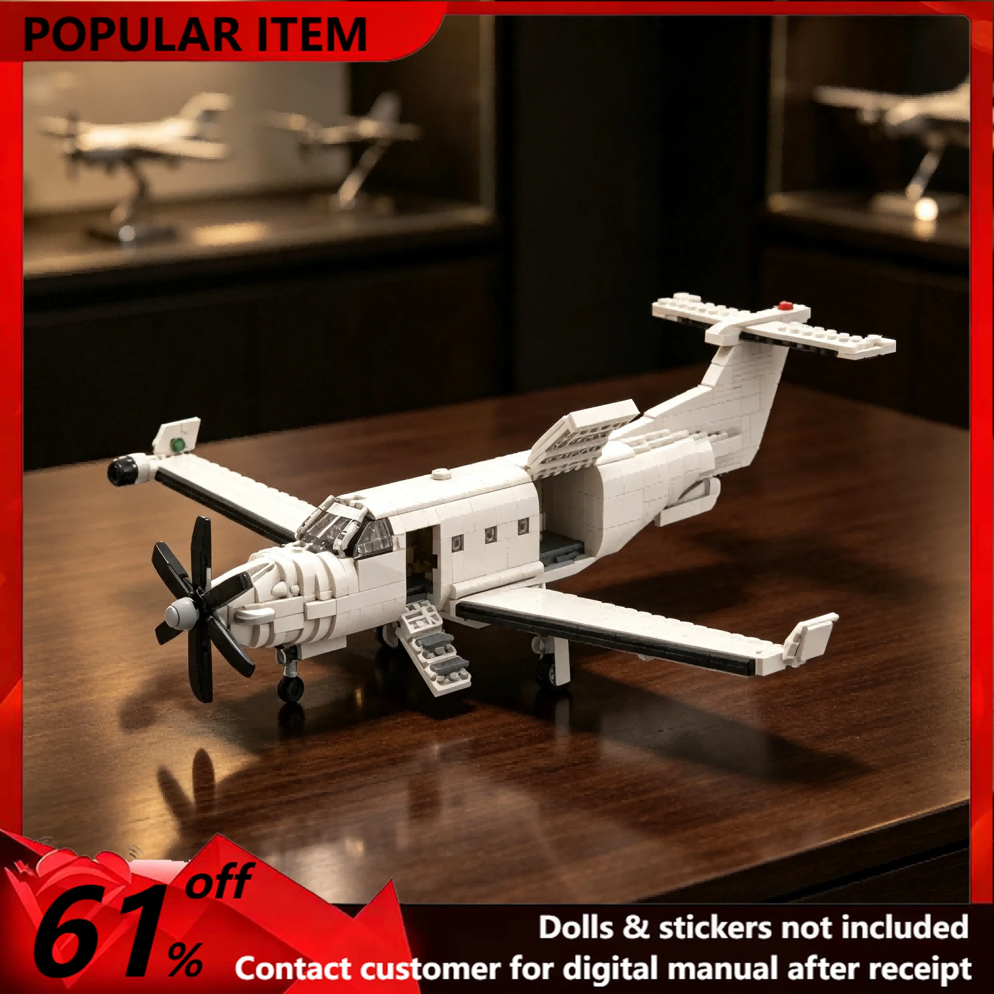 1154PCS MOC Single‑engine Propeller Civil Aircraft Realistic Aviation Display Model Building Blocks DIY Assembly Gifts for Adult