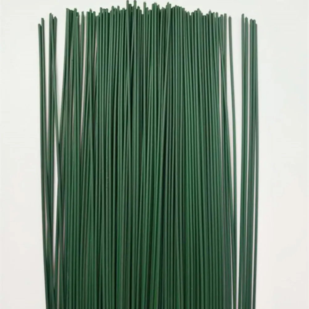 

200Pcs Wire Artificial Flowers Stem Green 40Cm Floral Stem for DIY Wedding Bouquet Craft Flower Pole Flower Pole
