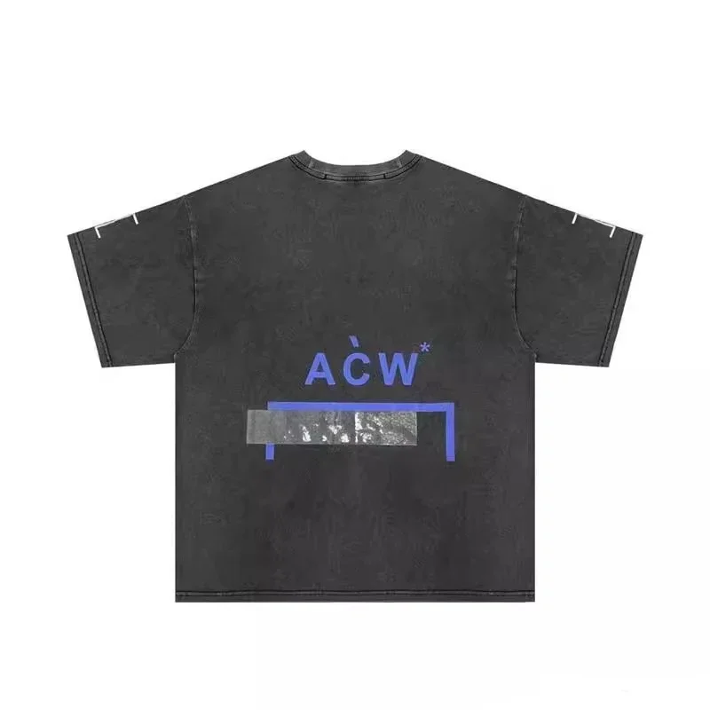 High Quality ACW T-shirt Niche Letter Graffiti Style Printed Vintage Casual Round Neck A-COLD-WALL Short Sleeve