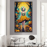 5D DIY Full Round Drill Partial AB Diamond Painting Halloween Girl 45x75cm