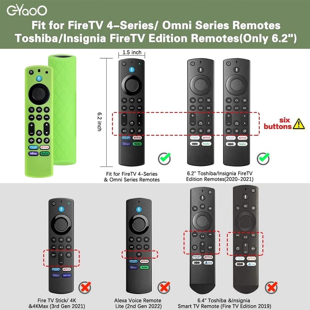 Housse de télécommande en Silicone pour Fire TV Stick 4K Max 2e génération Fire TV Omni Series, avec lanière qui brille dans la nuit