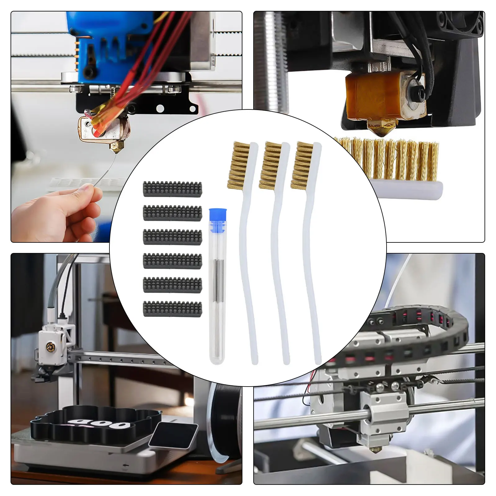 

Complete For 3D Printer Maintenance Kit Nozzle Cleaning Needles and Silicone Brushes for Effective Performance