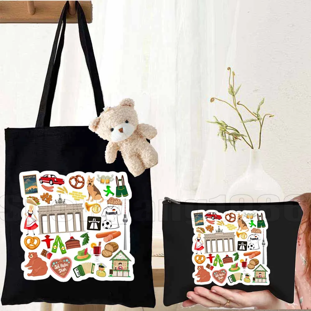 

3pcs Brazil Canada France Germany Greece Canvas Tote Bag Sweden Italy Mexico Russia USA Japan Travel Icons Shopping Eco Handbag