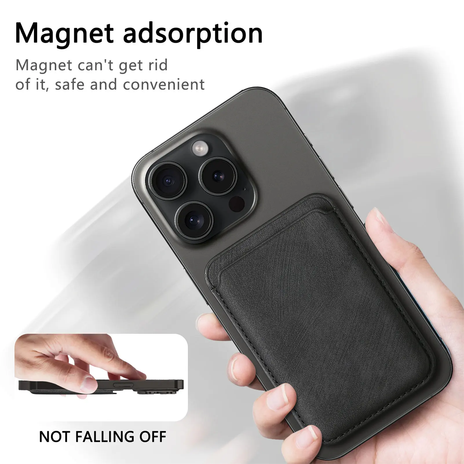 Retro Matte PU Leather Card Bag Suitable For Magsafe Magnetic Tape Adhesive Magnetic Iron Ring Phone Case Universal Card Wallet - view 3