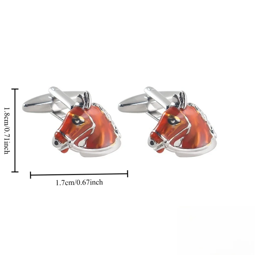Gentleman Brown Horse Head Shaped Metal Cufflinks Pin Men's Cufflinks for Shirt and Suit Animal Pins